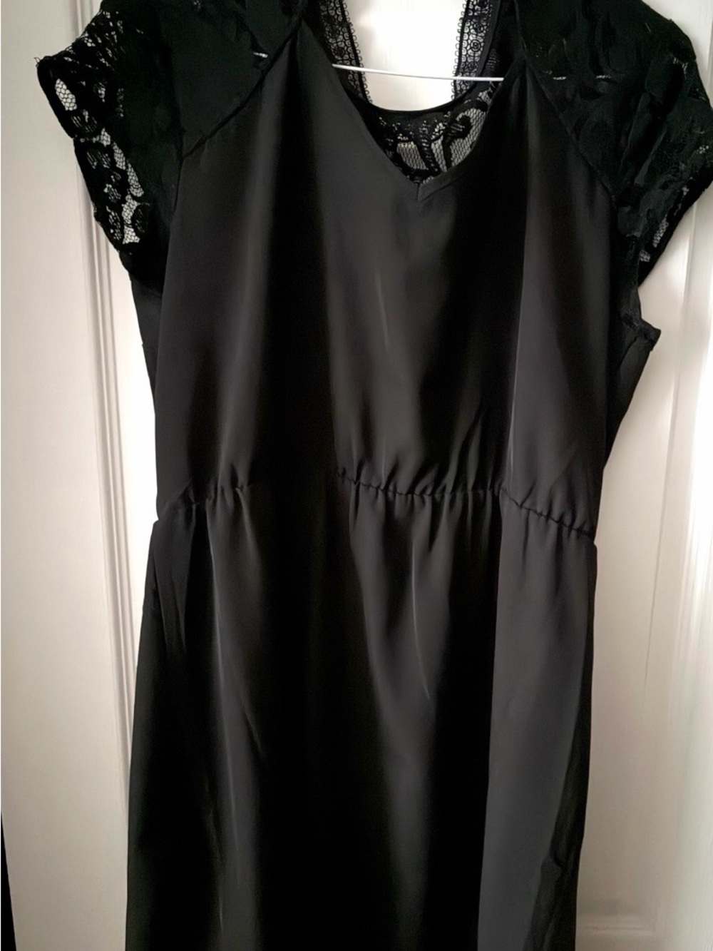 Classic Black Lace Sleeve V-Neck Dress